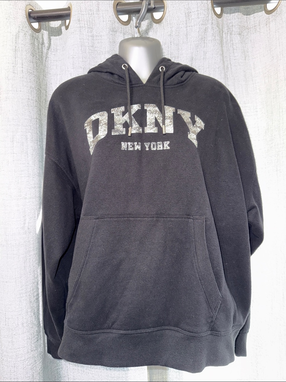 DKNY Black Graphic Pullover Hoodie